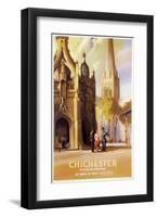 Chichester, West Sussex Clock Tower and Cathedral-null-Framed Art Print