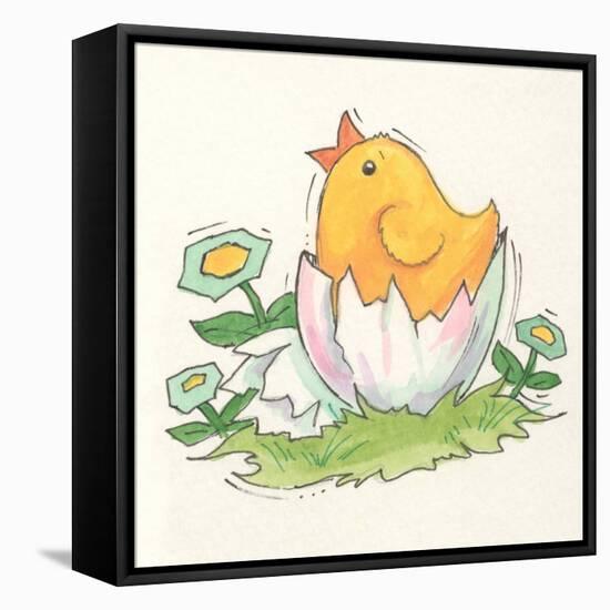 Chick with Egg-Beverly Johnston-Framed Stretched Canvas