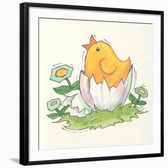 Chick with Egg-Beverly Johnston-Framed Premium Giclee Print