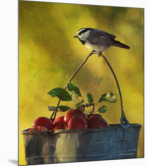 Chickadee Apples-Chris Vest-Mounted Premium Giclee Print