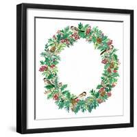 Chickadee Wreath-Lauren Wan-Framed Giclee Print