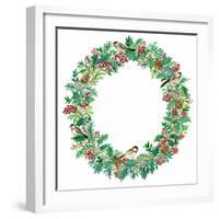 Chickadee Wreath-Lauren Wan-Framed Giclee Print