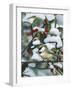 Chickadees and Holly Branch-William Vanderdasson-Framed Premium Giclee Print