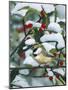 Chickadees and Holly Branch-William Vanderdasson-Mounted Premium Giclee Print