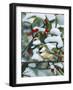 Chickadees and Holly Branch-William Vanderdasson-Framed Giclee Print