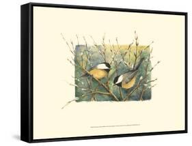 Chickadees and Pussy Willow-Janet Mandel-Framed Stretched Canvas