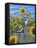 Chickadees and Sunflowers-Robert Wavra-Framed Stretched Canvas