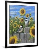 Chickadees and Sunflowers-Robert Wavra-Framed Giclee Print