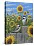 Chickadees and Sunflowers-Robert Wavra-Stretched Canvas