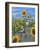Chickadees and Sunflowers-Robert Wavra-Framed Giclee Print