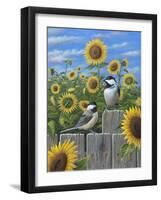 Chickadees and Sunflowers-Robert Wavra-Framed Giclee Print