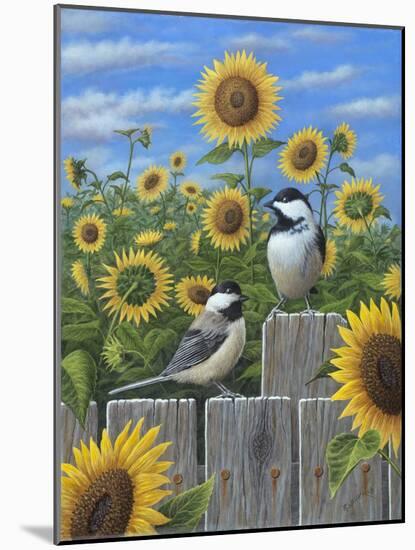 Chickadees and Sunflowers-Robert Wavra-Mounted Giclee Print