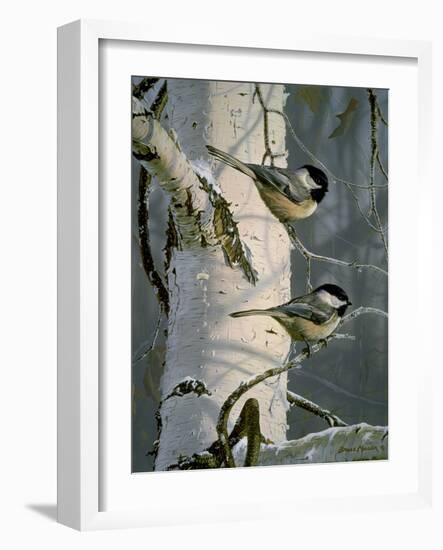 Chickadees at Dawn-Bruce Miller-Framed Giclee Print