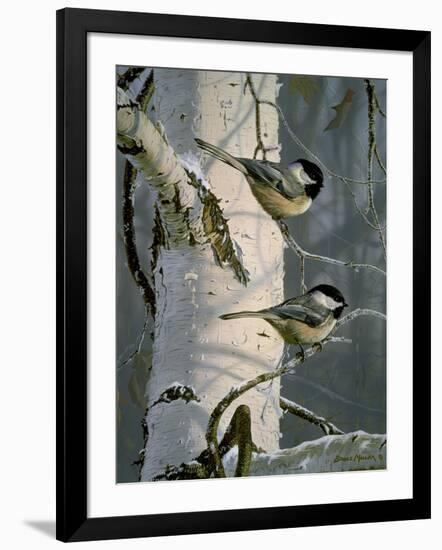 Chickadees at Dawn-Bruce Miller-Framed Giclee Print