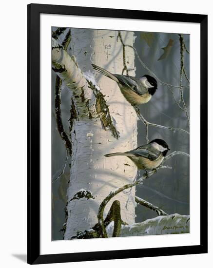 Chickadees at Dawn-Bruce Miller-Framed Giclee Print