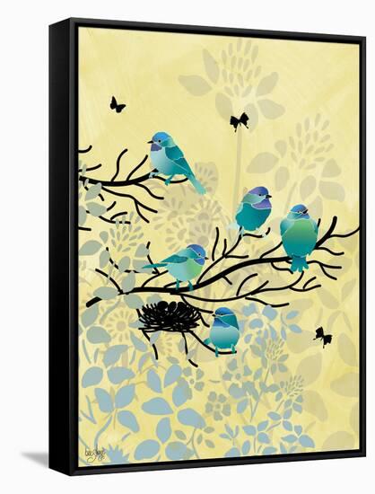 Chickadees with Nest-Bee Sturgis-Framed Stretched Canvas