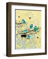 Chickadees with Nest-Bee Sturgis-Framed Art Print