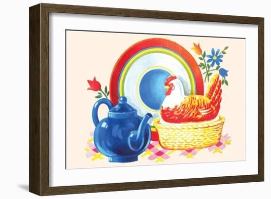 Chicken Casserole Dish and Teapot-null-Framed Art Print