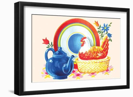 Chicken Casserole Dish and Teapot-null-Framed Art Print