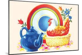 Chicken Casserole Dish and Teapot-null-Mounted Art Print
