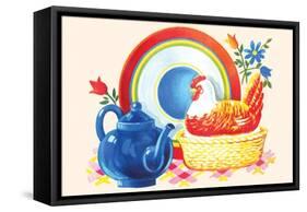 Chicken Casserole Dish and Teapot-null-Framed Stretched Canvas