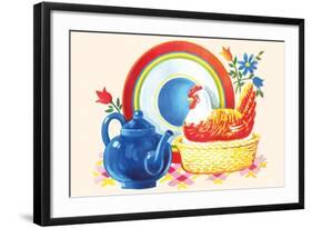 Chicken Casserole Dish and Teapot-null-Framed Art Print