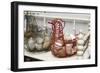 Chicken-shaped metal baskets holding rocks.-Julien McRoberts-Framed Photographic Print