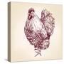 Chicken Vintage Hand Drawn Vector Illustration-VladisChern-Stretched Canvas