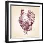 Chicken Vintage Hand Drawn Vector Illustration-VladisChern-Framed Art Print