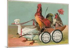 Chicken Wagon Pulled by Duck-null-Mounted Art Print