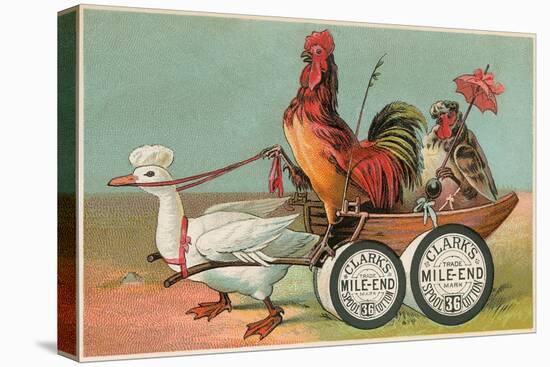 Chicken Wagon Pulled by Duck-null-Stretched Canvas