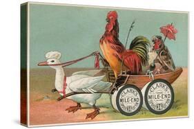 Chicken Wagon Pulled by Duck-null-Stretched Canvas