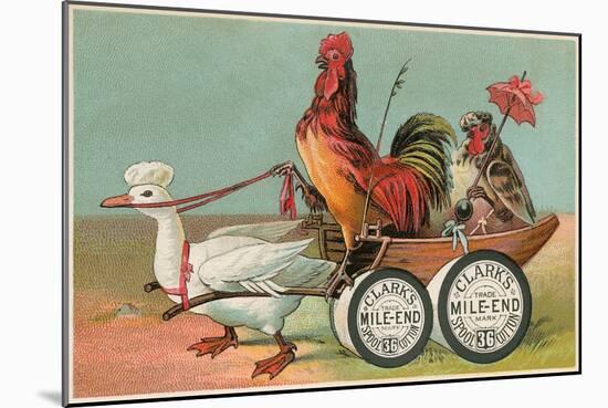 Chicken Wagon Pulled by Duck-null-Mounted Art Print