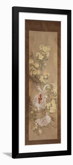 Chickens and Chrysanthemums, 1892-Noguchi Yukoku-Framed Giclee Print