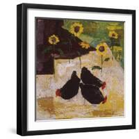 Chickens and Sunflowers-Anuk Naumann-Framed Giclee Print