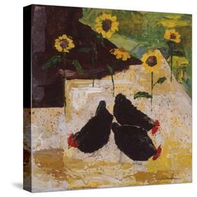 Chickens and Sunflowers-Anuk Naumann-Stretched Canvas