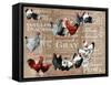 Chickens Burlap-null-Framed Stretched Canvas