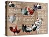 Chickens Burlap-null-Stretched Canvas