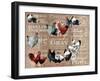 Chickens Burlap-null-Framed Giclee Print