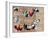 Chickens Burlap-null-Framed Giclee Print