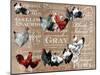 Chickens Burlap-null-Mounted Giclee Print