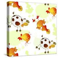 Chickens, Cows, Ducks-null-Stretched Canvas