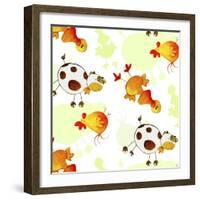 Chickens, Cows, Ducks-null-Framed Premium Giclee Print