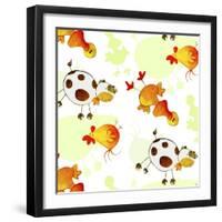 Chickens, Cows, Ducks-null-Framed Premium Giclee Print