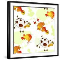 Chickens, Cows, Ducks-null-Framed Giclee Print