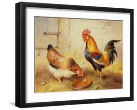 Chickens Feeding, 1920-Walter Hunt-Framed Giclee Print