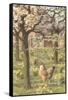 Chickens in the Spring-null-Framed Stretched Canvas