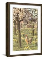 Chickens in the Spring-null-Framed Art Print