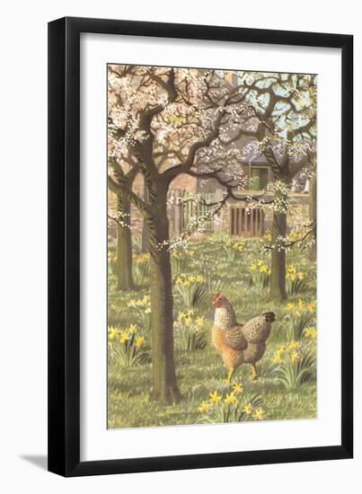 Chickens in the Spring-null-Framed Art Print