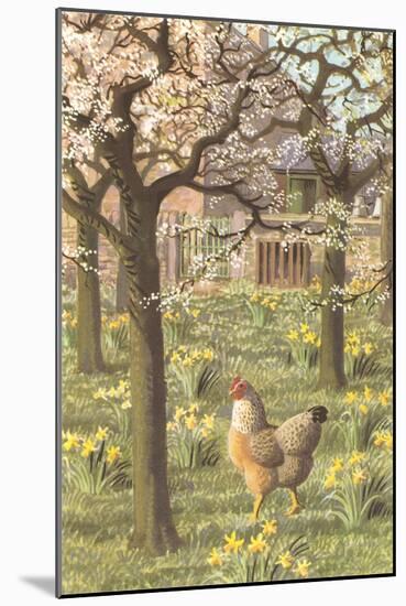 Chickens in the Spring-null-Mounted Art Print